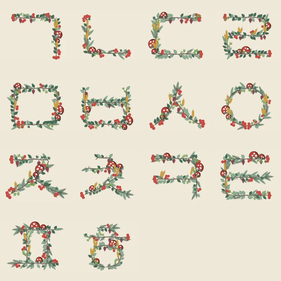 Botanical Korean Consonants — 14 Jamo — preview 4
